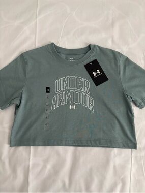 Under Armour Girls' Cropped Logo Tee - Sage Green